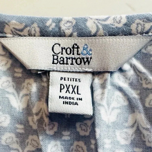 NWT CROFT&BARROW Women Sleeveless Pullover Keyhole Neckline Floral Shirt Sz PXXL - Picture 11 of 13